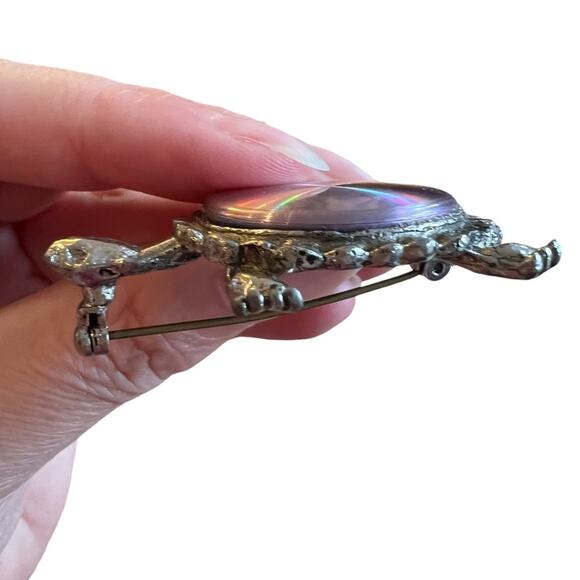 Vintage Hologram Turtle Brooch Silver Tone Holographic - Picture 4 of 8